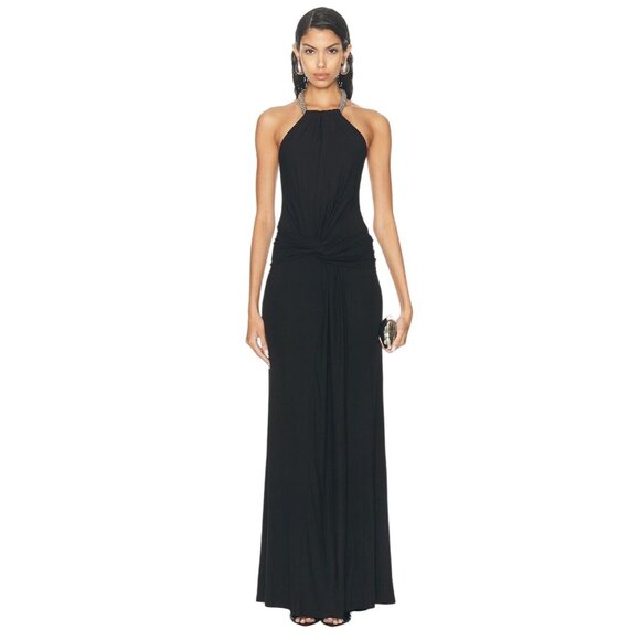 Jonathan Simkhai Annabelle Halter Gown in Black 8 New Womens Maxi Dress - Picture 2 of 16